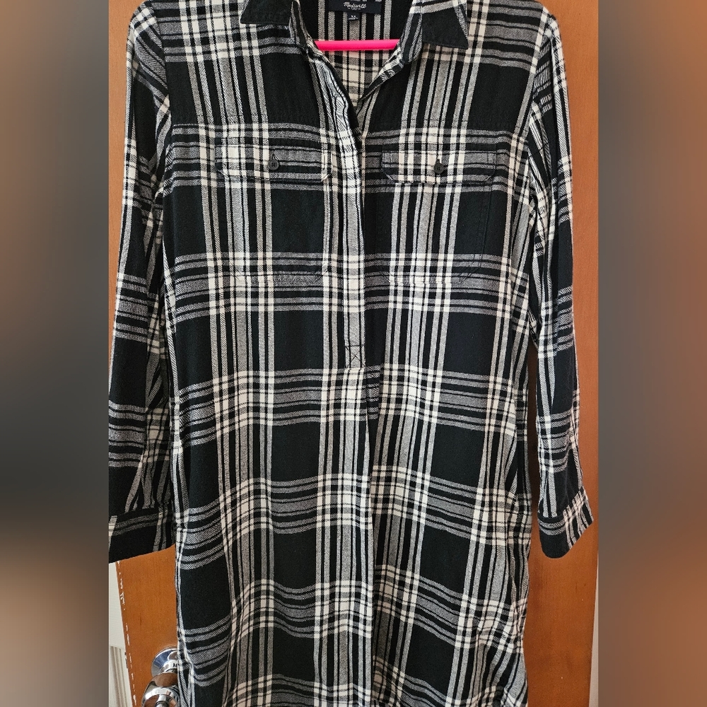 Madewell Flannel Daywalk Plaid Shirt Dress Size XS - Picture 5 of 6